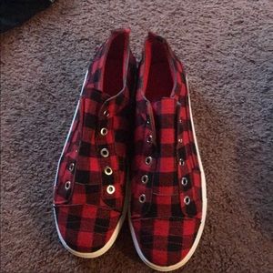 Red & Black Plaid Shoes
